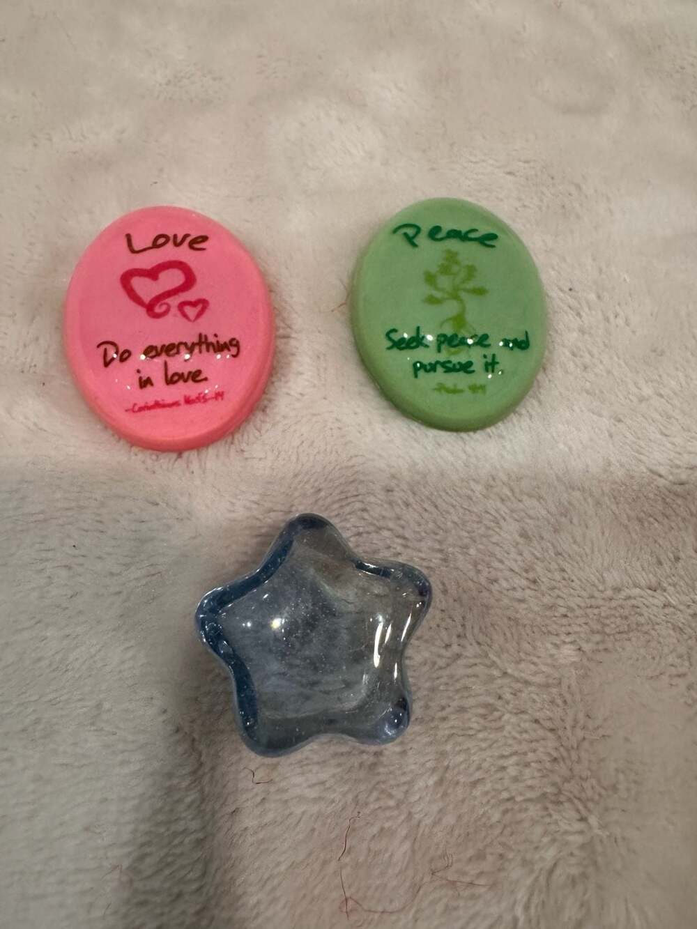 Inspirational Scripture Stones And Blue Star Glass Paperweight Set